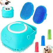 6PCS Dog Bath Brush with 3Pcs Dog Toothbrush, Dog Scrubber for Bath, Dog Shampoo brush with Adjustable Ring Handle, Dog Shower Brush for Long Short Hair