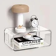 Acrylic Floating Nightstand, Bedside Table, Nightstand Shelf Wall Mounted Bedside Shelf (Clear, Small)