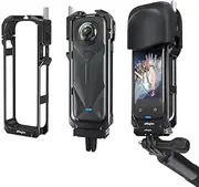 Camera Cage for Insta360 X5, Aluminum Alloy Protective Case, Silicone Lens Guard Cap, Quick Release Mount