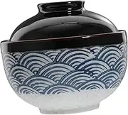 SHOWERORO Japanese Style Miso Soup Bowl Lid Microwave Safe Ceramic Stew Bowl for Daily Use