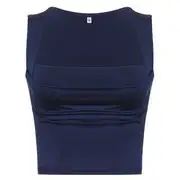 Plain Square Neck Tank Top Blue - L