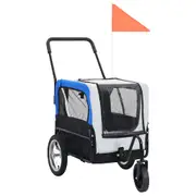 2-in-1 Pet Bike Trailer & Jogging Stroller Grey and Blue vidaXL