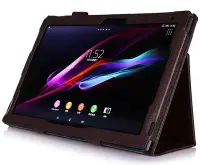 在飛比找Yahoo!奇摩拍賣優惠-商務素色皮套適用於索尼Sony Xperia tablet 