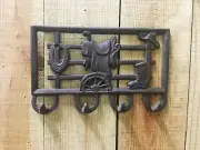 Cast Iron Saddle, Hat, W/Corral Fence, Coat Hooks(0045)