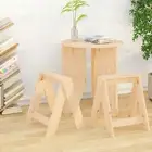Solid Pine Wood Stools Set of 2 40x40x45 cm Natural Finish Durable Design