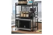 OZNALA 3 Tier Microwave Oven Rack Shelf Stand Steel Adjustable Metal Kitchen Organiser for Utensil Tableware Condiment Storage