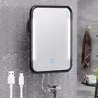 Heated Shower Mirror Fogless for Shaving with Light, Rechargeable Battery and Ad