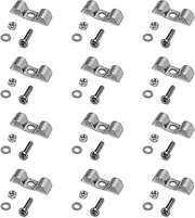 QWORK Stainless Steel Double Line Clamp, 12 Pack 3/8" Fuel Lines Clips with Mounting Screws