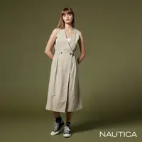 在飛比找momo購物網優惠-【NAUTICA】女裝 交叉V領無袖洋裝(卡其)