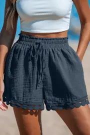 Cupshe Salt Drift Blue Cover-Up Shorts - Navy,M