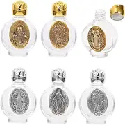 WRITWAA 6Pcs Refillable Perfume Bottles with Religious Design Small Glass Containers for Essential Oils Travel Friendly Empty Perfume Dispensers with Chic Embellishments