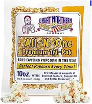 10oz Popcorn Machine Popcorn Packets - All-in-One Movie Theater Style Popcorn Kernels, Salt, and Oil Packs by Great Northern Popcorn (24 Case)