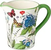 Greenhouse 112-Ounce Ceramic Pitcher, Vibrant Floral Design with Butterflies & Dragonflies, Durable & Multi-Purpose, Perfect for Serving Drinks or as a Decorative Vase, Elegant Gift Idea