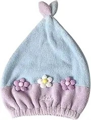 MUSISALY Hair Drying Hat Head Towel Soft Coral Fleece Cap for Women Quick Dry Stylish Floral Design