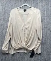 Massimo Beige Long Sleeves Deep V Neckline Wrap Top Serene Peach Size S/P