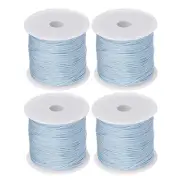 4 Rolls Nylon Beading Thread Knotting Cord 0.8mm 50 Yard Satin String, Haze Blue