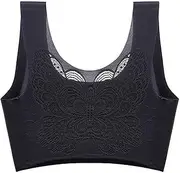 [Generic] Running Tops Stretch Yoga Sports Plus Out Women's Underwear Size Yoga Tops with Shelf Bra (b-Black, XL)