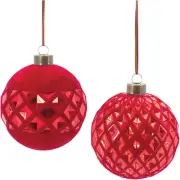 Melrose Diamond Harlequin Glass Christmas Ball Ornaments - 4" (100mm) - Red - 12