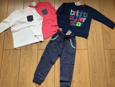 BNWT NEXT boys clothes Outfit Bundle. Joggers, jumper, Tops. Age 4-5 yr