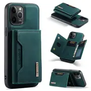 DG MING For Apple iPhone 13 Pro Max Premium Trifold Wallet Leather Case With 2-in-1 Magnetic Detachable Card Holder Pocket Cover - Blue