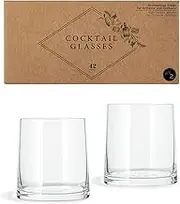Cocktail Glasses Set - Set of 2 | Handmade | 350 ml | Design with Filigree Rim | Dishwasher Safe | Includes Cocktail Recipes | Elegant Gift Packaging | Gin & Whiskey Glasses for Men