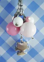 【震撼精品百貨】HELLO KITTY 凱蒂貓~KITTY手機吊飾-串珠吊飾-粉白桃