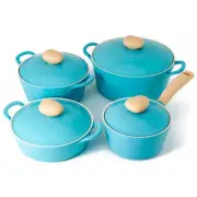 Neoflam Retro 4 Piece Set 18cm Saucepan 22cm Casserole 26cm Casserole & 26cm ...