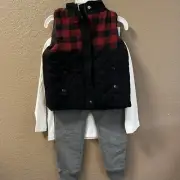 Tommy Bahama Vest Shirt Pant 3pc Set Boy 3T Toddler Buffalo Plaid Lumberjack NWT