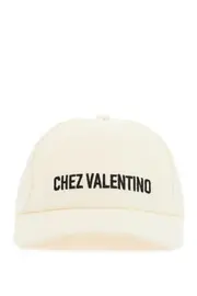 [VALENTINO GARAVANI] VALENTINO GARAVANI ivory cotton baseball cap with adjustable embroidered logo 56 Beige