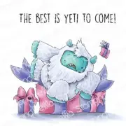 New Stamping Bella Rubber Stamp YETI ON A PREZZIE Christmas Birthday free USA sh
