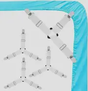 Bed Sheet Straps 4+1 Pcs Scrunchie Fitted Holders Elastic Fasteners Metal Clips