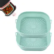 2pcs Silicone Air Fryer Liner Reusable Foldable Round Square Air Fryer Pot Oven Accessories-Square