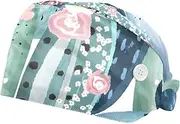 [DragonBtu] 2 Pack Working Cap with Button and Sweatband Tie Back Hats for Women Men Cactus