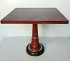 Square Coffee End Table Leather Wrapped & Stitched Home Cafe Bar Pub Decorative