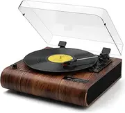 Vinyl Record Player Bluetooth Record Player with Integrated HiFi Stereo Speaker, 3-Speed 33/45/78 RPM, Vinyl to MP3/FM Radio/USB/TF/Aux-in/RCA/LED Display, Vinyl Player