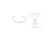 2pc Annabel Trends Stainless Steel Cuff Bangle & Pendant Zodiac Aquarius Silver