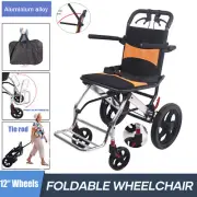 Orange Folding Wheel Chair Wheelchair Lightweight Mobility Aid Ultra-Light