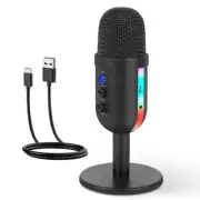1X(RGB Gaming Microphone for PC Computer Recording USB Condenser Microphone3622