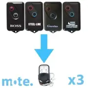 3 x Boss/Guardian/Steel-Line 2211L Compatible Garage Door Remote BHT4/BOL4/BRD1