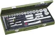 Proxxon 23040 Socket Spanner Set, Complete Box with 6.3 mm (1/4 Inch) and 12.5 mm (1/2 Inch) Reversible Ratchet Nuts from 4-32 mm, 56-Piece Tool Set, Steel Box