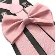 Wedding Pink SUSPENDERS And BOW TIE Matching Set ADULT Tuxedo Light Blush Pink