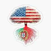 Portuguese Roots American Grown Portuguese Art Design for Men Women Kids Youth Family Sticker | Vinyl | Decal for Laptop, Bumper, Window, Water Bottle .5" (DESIGN09)