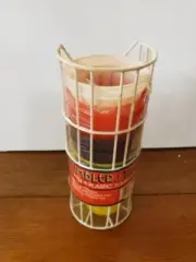 Vintage Tumbler Stack Plastic Cups Set of 7 in Vinyl Coated Wire Holder