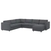 VIMLE crnr sofa-bed, 5-seat w chaise lng, Gunnared medium grey