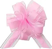 6 PCS Large Pull Bows 6 Inch Light Pink Bows for Gift Wrapping Wedding Basket Birthday Party Gift Boxes and Flower Decorations