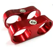 ALUMINUM BILLET DUAL HOSE SEPARATOR Show Polished Red Anodized 1/2" i.d.2 PK