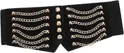 [Beavorty] Punk Black Elastic Waist Belt with Hollow out Rivets Versatile Cinch Belt for Women for Halloween Medieval Themes and Dress Accessories