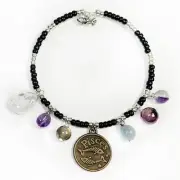 PISCES Gemstone Bracelet Zodiac Birthstone Amethyst Quartz Labradorite Fluorite
