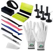 FOSHIO Vinyl Magnets Window Tint Kit, 6PCS Car Wrap Magnets & Vinyl Wrap Gloves, Felt Squeegee and Felt Tape, Utility Knife Set Wrapping Paper Cutter, Micro Squeegee Corner Squeegee Window Tint Tools