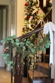 Victorian Trading Eucalyptus & Red Jingle Bell Christmas Garland 56"